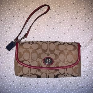 Coach Wristlet with Red Accent